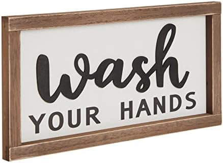 3 Adet Banyo İşareti Duvar Dekoru, Ellerinizi Yıkayın, Dişlerinizi Fırçalayın, Havlunuzu Asın, Rustik Asılı İşaret