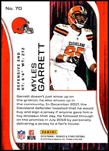 2018 Çaylaklar ve Yıldızlar Futbolu 70 Myles Garrett Cleveland Browns Panini tarafından Üretilen Resmi NFL Ticaret