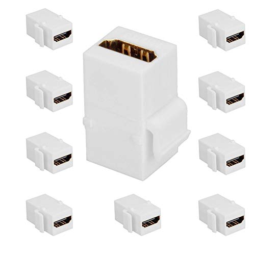USHANLIN HDMI Keystone Jack HDMI Dişi Dişi Çoğaltıcı Keystone Ekleme (10 Paket, Beyaz)