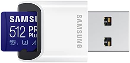 SAMSUNG PRO Artı + Okuyucu 512 GB microSDXC kadar 160 mb/s UHS-I, U3, A2, V30, tam HD & 4 K UHD Hafıza Kartı için
