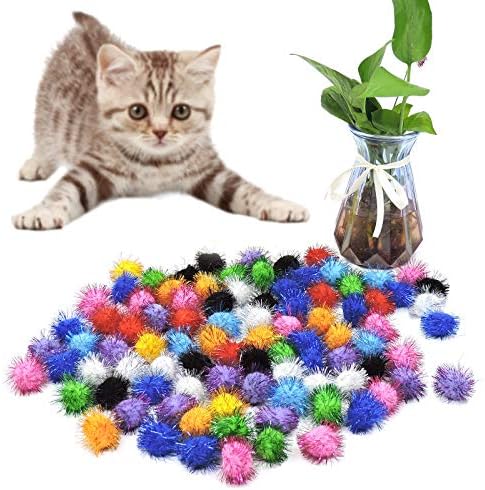 Andıker kedi buruşuk topları, 2.36 inç Renkli kedi topları çiğnemek ve kovalamak kedi Mylar buruşuk topları Kapalı