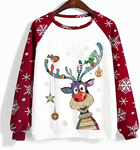 Fandream Tişörtü Kadın Moda Merry Christmas O-Boyun Gömlek Termal Rahat İş Casual Tops Kadınlar için