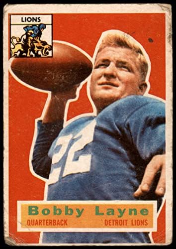 1956 Topps 116 Bobby Layne Detroit Aslanları (Futbol Kartı) OTANTİK Aslanlar Teksas