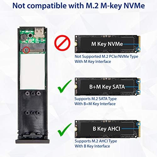 Syba USB C Alüminyum M. 2 SATA B Anahtar SSD Muhafaza Adaptörü, USB 3.1 Gen 2 Tip C NGFF M. 2 SATA B Anahtar Katı
