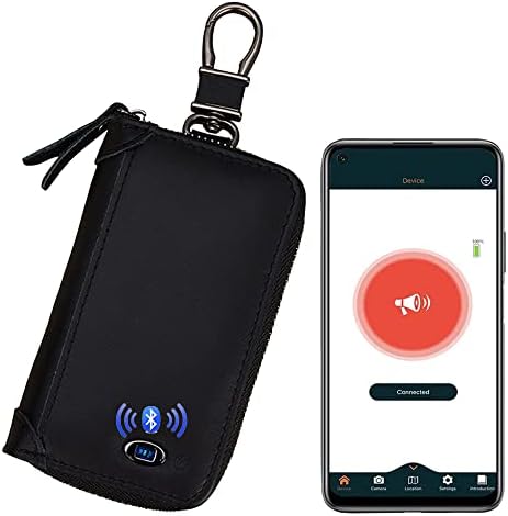 Alarm, Bluetooth, konum kaydı (telefon GPS ile), inek derisi deri Anahtarlık tutucu Metal kanca fermuarlı Çanta Retro
