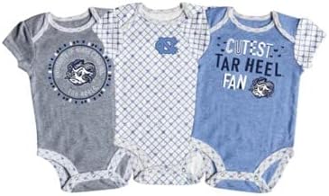 Bebek Kız 3 Paket UNC Tarheels Bodysuits