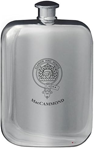 MacCammond Aile Crest Tasarım Cep Hip Flask 6 oz Yuvarlak Cilalı Kalay