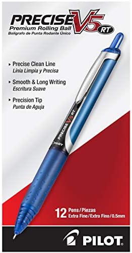 PİLOT Hassas V5 RT Doldurulabilir ve Geri Çekilebilir Sıvı Mürekkep Haddeleme Tükenmez Kalemler, Ekstra İnce Nokta