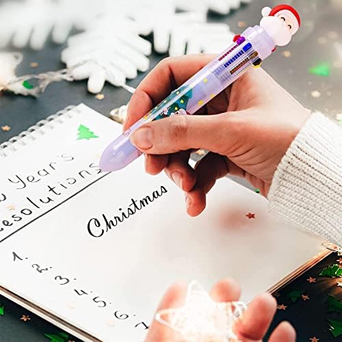 WGUST Sevimli Noel Renkli Tükenmez Kalem, Geri Çekilebilir Çok Renkli Kalem, Masa Aksesuarları Ofis Okul Ev Öğrencileri