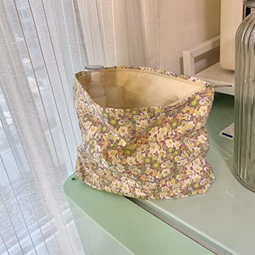 TBOLINE Çiçek Kozmetik Çantası Büyük Kapasiteli Makyaj Çantası Pamuk Makyaj Çantası Çiçek el çantası bozuk para kesesi