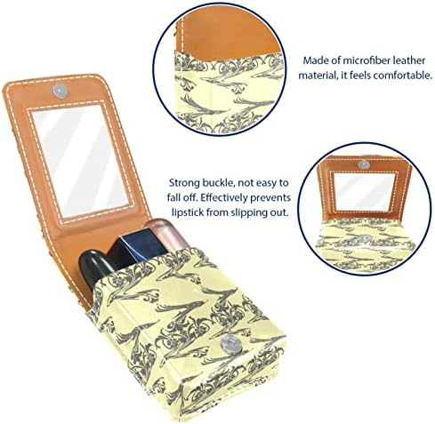 ORYUEKAN Ruj Kılıfı Ayna ile Sevimli Taşınabilir Makyaj Çantası kozmetik çantası, Barok Tarzı Desen Vintage
