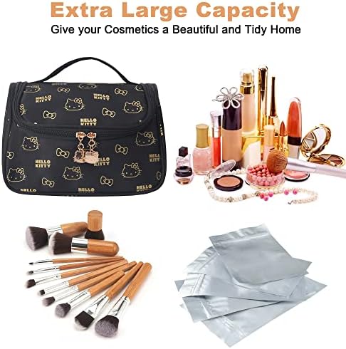 Vimanllie Seyahat Kozmetik Çantası Mekeup Yıkama fermuarlı çanta Organizatör Taşınabilir Saplı saklama aynalı çanta