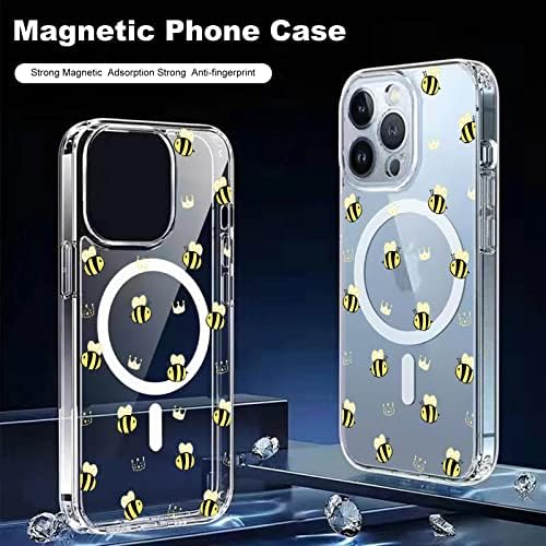 UNNKİNE Manyetik iPhone için Kılıf 13 Pro Max MagSafe Kablosuz Şarj ile Uyumlu Sevimli Arı Tasarımı Erkekler ve Kadınlar