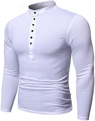 XXBR Üstleri Mens, 2021 Sonbahar erkek Düğme Henley Ön Placket Uzun Kollu Slim fit Rahat T-shirt Temel Tee Gömlek