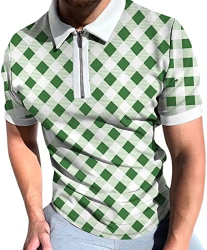 XXBR erkek klasik kısa Kollu Polo Gömlek Zip Up Casual yaz T-Shirt ekose baskılı üstleri gevşek Golf Tees plaj tropikal