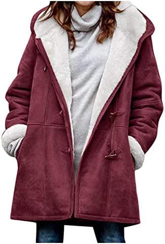 ASCOBO Mont Kadınlar için Şık kadın Kış Trençkot Giyim Katı Düğme Hafif Ceketler Artı Boyutu Kapşonlu Palto