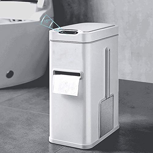 BBSJ Ev Akıllı İndüksiyon çöp tenekesi kapaklı 7L Banyo çöp tenekesi Tuvalet Fırçası ve Doku Kutusu ile Paslanmaz