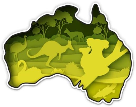 Avustralya Kıta Şekli Hayvanlar Doğa-3 vinil yapışkan - Araba Laptop için Su Şişesi Telefon Su Geçirmez Çıkartma