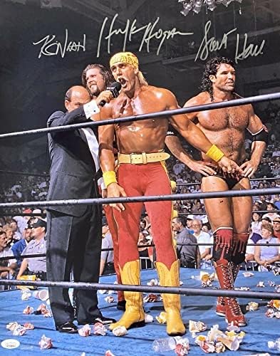 Hulk Hogan Kevin Nash Scott Hall İmzalı 16x20 JSA NWO WCW WWE 4 Hayat 4 - İmzalı Güreş Fotoğrafları
