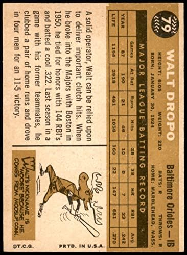 1960 Topps 79 Walt Dropo Baltimore Orioles (Beyzbol Kartı) NM Orioles