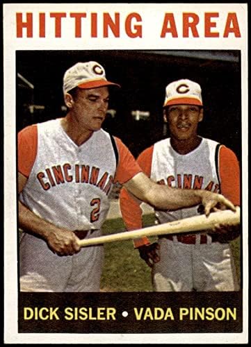 1964 Topps 162 İsabet Alanı Vada Pinson / Dick Sisler Cincinnati Kırmızıları (Beyzbol Kartı) ESKİ / MT Kırmızıları