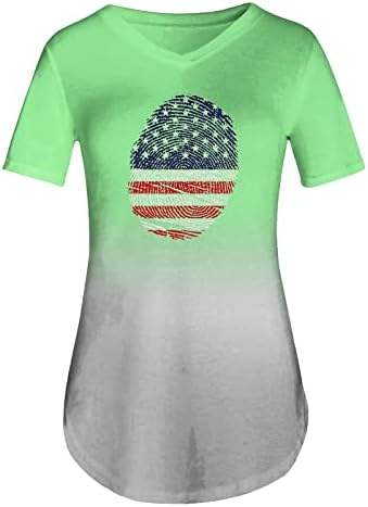 Kadın Bağımsızlık Günü Desen Baskı Kısa Kollu V Boyun TShirt Kısa Kollu T Gömlek