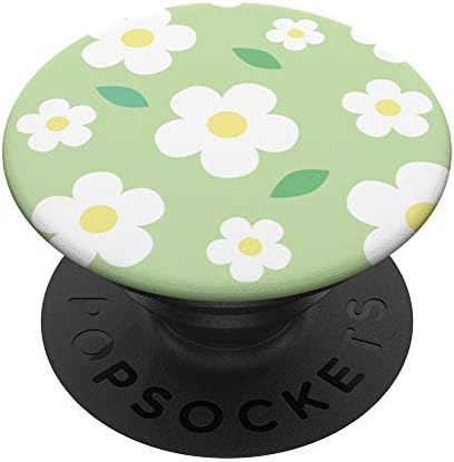 Beyaz Çiçek Pastel Yeşil Kawaii Sevimli Cottagecore Estetik PopSockets PopGrip: Telefonlar ve Tabletler için Değiştirilebilir
