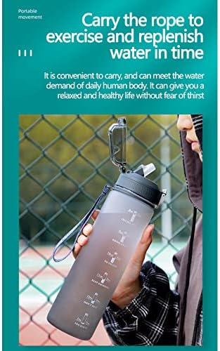 Ke1Clo 1L Spor Su Şişesi ile Zaman Işaretleyici ve Toka Kayış, BPA IÇERMEYEN, Degrade Sızdırmaz Su Şişesi Fincan,