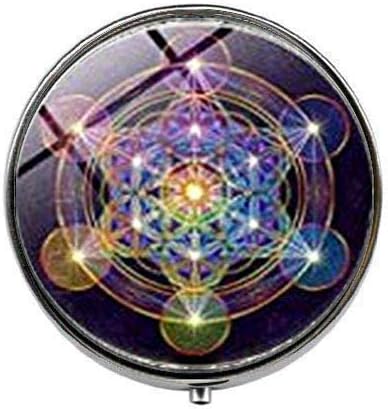Metatron Küp Kutsal Geometri Çiçek-Sanat Fotoğraf Hap Kutusu-Charm Hap Kutusu-Cam Şeker Kutusu