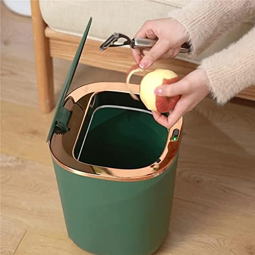 XFGDE 12L İndüksiyon Tipi Akıllı çöp tenekesi Mutfak çöp kutusu çöp Kovası Banyo Tuvalet Çöp Çöp (Renk: Yeşil, Boyut