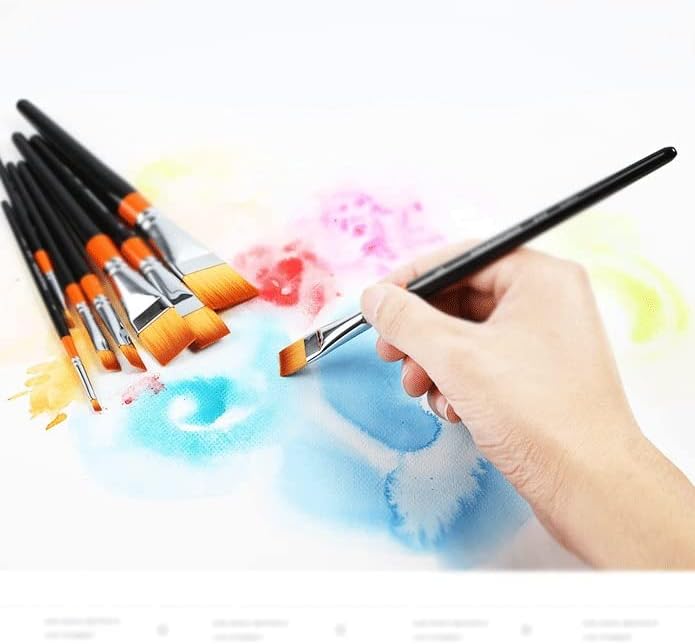ZSEDP Düz Naylon Yağlı Boya Fırçası Sanatçı Seti Akrilik DIY suluboya fırçası Sanatçı Düz Kafa Fırça (Renk: D, Boyut: