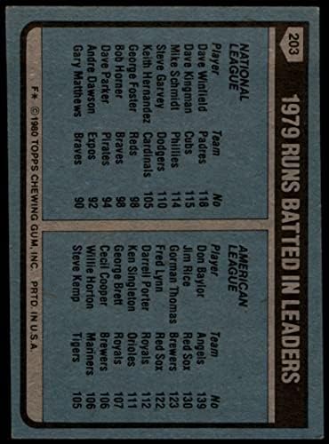 1980 Topps 203 RBI Liderleri Dave Winfield / Don Baylor San Diego Kaliforniya Padres Melekleri (Beyzbol Kartı) VG