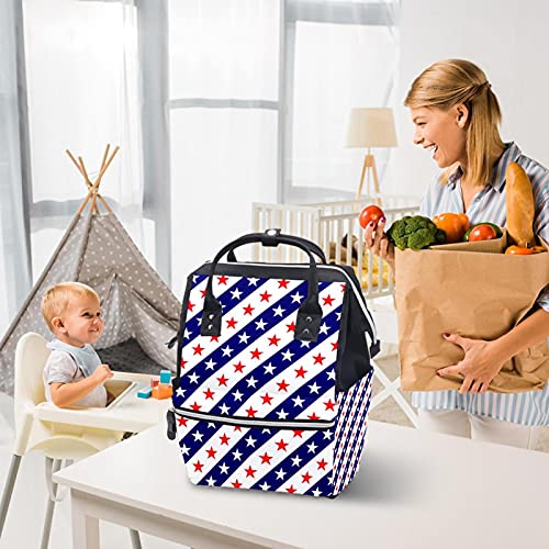 Büyük Bebek bezi çantası Sırt Çantası, kırmızı Beyaz Yıldız Mavi ABD Bayrağı Renk Nappy Çanta Seyahat Sırt Çantası
