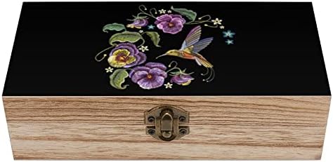 Çiçekler Sinek Kuşları Ahşap saklama kutusu Masaüstü Küçük Dekoratif Organizatör Takı kapaklı kutular