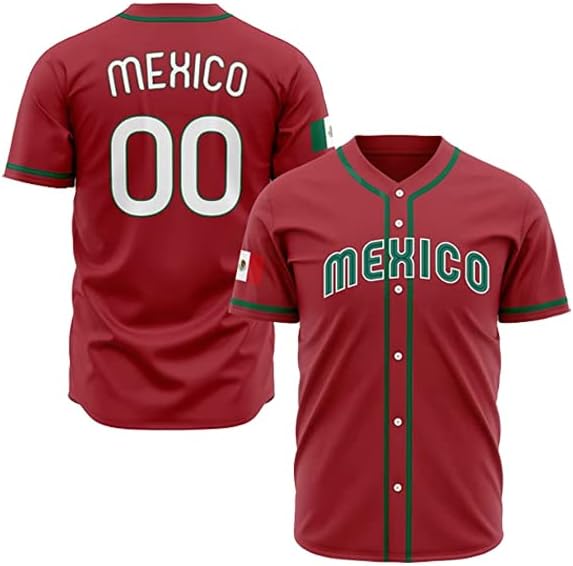 Kişiye Özel İsim Numara Meksika Beyzbol Forması, Erkekler Kadınlar için 2023 Dünya Beyzbol Klasik Gömlek Forması (XS-6XL)