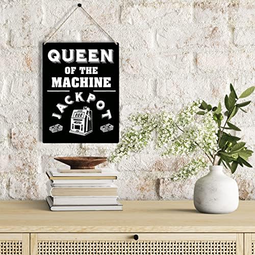 Komik Kraliçe Makinesi Ahşap Işareti 8x10 Ahşap Asılı Plak Ev Duvar Sanatı Dekorasyon Mevcut