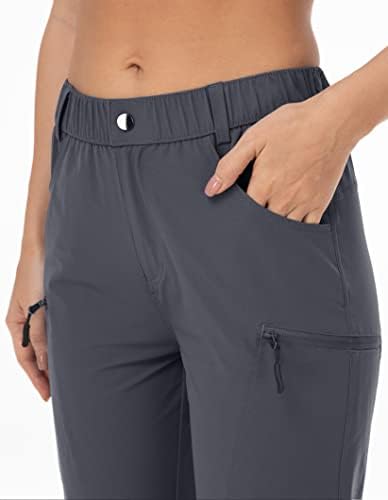 Yürüyüş pantolonu Kadınlar için Hafif Açık Kargo Capri Atletik Rahat UPF 50 Hızlı Kuru fermuarlı cepler