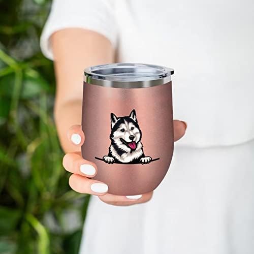Funlucy Köpek Pet Portre Vakum yalıtımlı seyahat bardağı Husky 12 oz Paslanmaz Çelik Itme Iç Saman Su Şişesi Sıcak