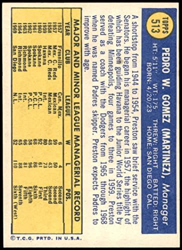 1970 Topps 513 Preston Gomez San Diego Padres (Beyzbol Kartı) ESKİ / MT Padres