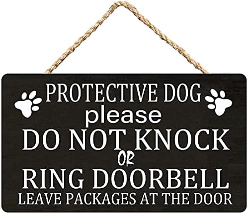 Ev Dekorasyonu için Licpact Ahşap İşaretler Koruyucu Köpek Lütfen Kapı zilini Çalmayın veya Çalmayın Kapıda Paketler