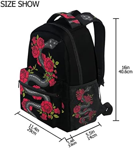 Fısyme Yılan ve Güller Çiçek Sırt Çantası laptop Çantası Sırt Çantası Seyahat Yürüyüş Okul Sırt Çantaları Erkekler