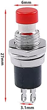 GANYUU 6 ADET PBS-110 7mm Konu 2 pins Mini Anlık basmalı düğme anahtarı Normalde Kapalı / Açık Basın sıfırlama Anlık