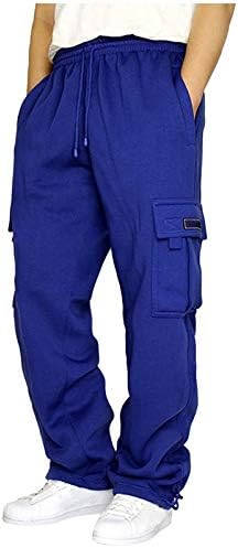 Kargo Sweatpants Erkekler için Ağır Polar Kargo Pantolon Sonbahar Kış Elastik Bel İpli Baggy Joggers Cepler ile