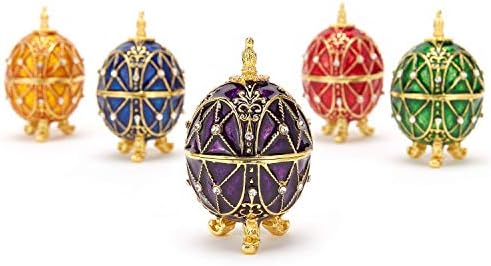 Kraliyet Mor Faberge Yumurta El Yapımı Hediye Paskalya Süslemeleri Paskalya Hediyeler Biblo Kutusu Koleksiyon Heykelcik