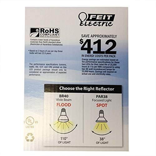 Feit Electric-PAR38 LED Parlak Beyaz Kısılabilir 90 Watt 2'li paket