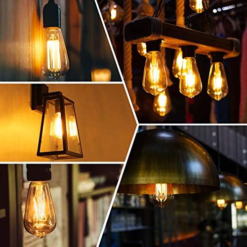 Ascher Vintage LED Edison Ampuller 6 W, eşdeğer 60 W, Amber Sıcak 2300 K, 700 Lümen, antik Stil ST58 LED Filament