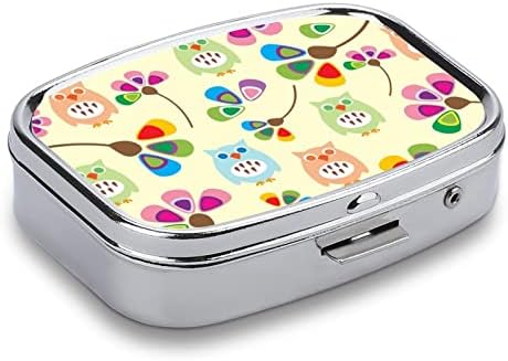 Hap Kutusu Sevimli Baykuşlar ve Çiçekler Kare Şeklinde İlaç tablet kılıfı Taşınabilir Pillbox Vitamin Konteyner Organizatör