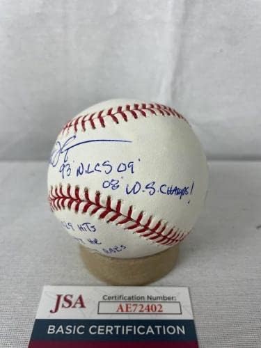 Milt Thompson imzalı 5 yazıt imzalı OMLB Beyzbol JSA AE72402-İmzalı Beyzbol Topları