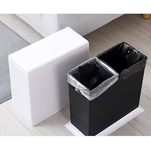 Çöp tenekesi Çöp tenekesi Basın Tipi Kağıt Sepeti çöp kutusu Plastik çöp kutusu kapaklı Banyo Mutfak Yatak Odası-Beyaz