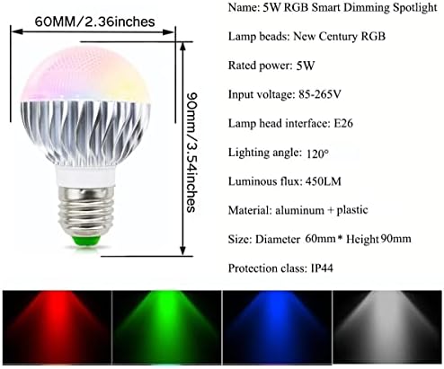 Edearkar 5 W renk değiştiren LED Ampul, E26 / E27 RGB ampuller ile 16 Renk Uzaktan Kumanda için Ev Tatil Sahne Parti